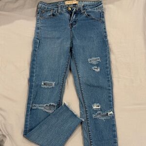 Rewash Blue Distressed Cropped Jeans